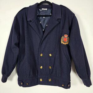 Vintage 70s Cuzzens Italy Crest Wool Mens Medium Long Sleeve Military Jacket
